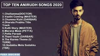 Top 10 Songs of Anirudh  2020  Tamil jukebox  Late
