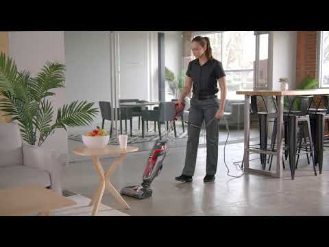 Youtube External Video Intro video to the Sanitaire® Hydroclean® showing how you can Vacuum + Wash all at once on hard floors.
