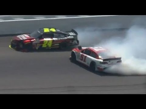 NASCAR Jeff Gordon and Bobby Labonte Crash at Michigan 2013