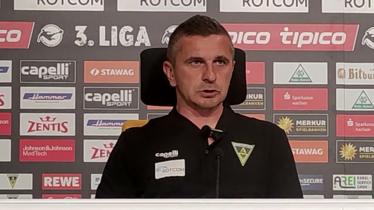 Fussball 3. Liga – 36. Spieltag – PK Alemannia Aachen gegen F.C. Hansa Rostock – Mersad Selimbegovic 