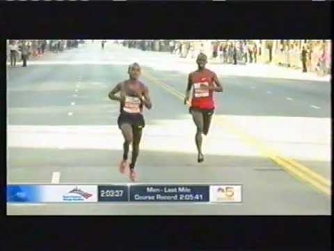Tsegaye Kebede - This video clip shows the final minutes of the race as leader Tsegaye Kebede of Ethiopia was repeatedly pestered by Wanjiru's persistence. The Kenyan took th...