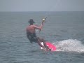 Arizona Lou kiteboardiing on the Outer Banks, NC - 01-18