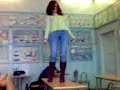Russian Student Chick Dances on Tabletop