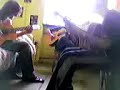 Three dumb guitarists playing 