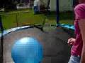 bouncing on an excersize ball.