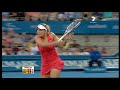 slow motion replay of backhand volley.
