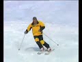 Skiløbet bliver mere flydende, hvis du ikke bremser undervejs, men istedet bruger retningsændringer til at tage farten af skiene. Øvelsen her går ud på at stoppe uden at bremse...