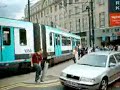Trams throught the centre of Manchester, England. Taken with a digital camera.