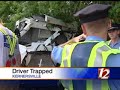 Driver Injured After Garbage Truck Veers Off Highway Driver Injured After Garbage Truck Veers Off Highway