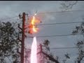 Hurricane Ike - High Voltage Power Line Sparks (part 1)