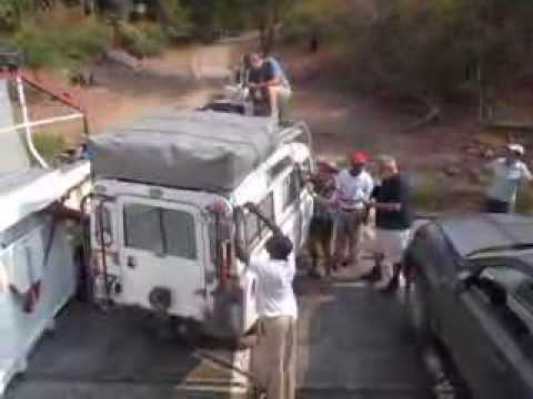 Removing roof rack on Land Rover Series lll 109 for Kariba Ferry
