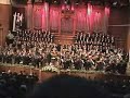 from moscow, russia, this is a rousing patriotic work from a concert commemorating the russian victory in wwii.  directing the choir and orchestra in the great hall of the moscow conservatory is vladimir fedoseyev.  i remember seeing alexander solzhinitsyn in the audience. the lyrics are as follows:


arise huge country arise to the mortal fight 
with the dark fascist force with the damned horde 
let noble fury boil up in a wave 
there is a national holy war
let noble fury boil up in a wave 
there is a people's holy war

we shall repulse the suffocaters of all ardent ideas
those tyrants, robbers, torturers of peoples 
let noble fury boil up in a wave
there is a people's holy war
the dark wings dare not fly over our native land 
the enemy dare not trample her spacious fields

let noble fury boil up in a wave
there is a people's holy war
the rotten fascist unclean
we will drive out with a bullet to the forehead
united with mankind we will hammer out a mighty coffin

let noble fury boil up in a wave
there is a people's holy war
let noble fury boil up in a wave
there is a people's holy war