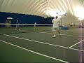 tennis volleysblue shirt = junior playerwhite shirt = collegiate player