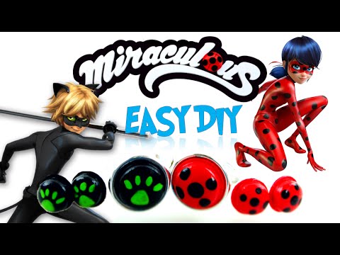 Easy DIY Miraculous Ladybug & Cat Noir Ring and Earring Tutorial Evie's Toy House