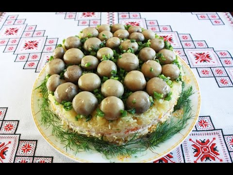 Грибная поляна салат с курицей рецепт с