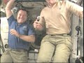 Mission Specialists Nicholas Patrick and Robert Behnken participate in a Twitter event with spacecraft communicator Michael Massimino.