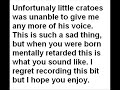 Welcome to Cratoes special channel. Welcome to Cratoes special channel.