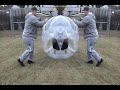 inflatable airballs that one rolls around in just for the hell of it... 
q:what did you do yesterday?
a:oh, i rolled around the backyard in giant ball, and you?
