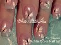 Easy White Butterfly Nail Art