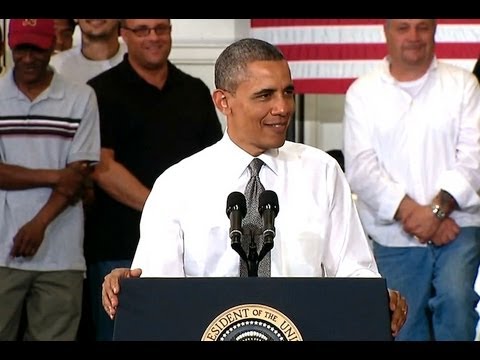 creating jobs - President Obama delivers remarks at Ellicot Dredges about growing the economy, creating jobs, and improving U.S. competitiveness by investing in 21st century...
