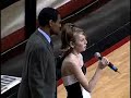 Mo Cheeks help a girl sing the national anthem