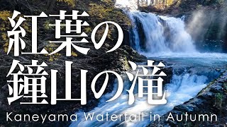 絶景空撮 富士吉田 鐘山の滝の紅葉 - Aerial view of Kaneyama Waterfall in Autumn taken with a drone