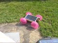 Pink wheeled 4 wheel drive solar robot