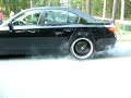 Here's our attempt at burning out with a 2006 BMW 550i with after market 20