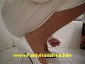 Classy White Skirt Reveals Much Of Ladies Legs! Upskirt View!