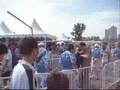 Waiting to get into the Olympic Compound