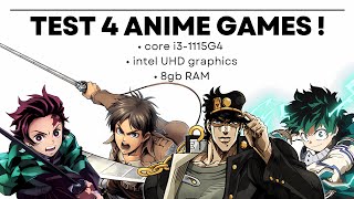 Demon Slayer, Attack on Titan, Jojo, My Hero Academia • core i3-1115G4 + Intel UHD game test