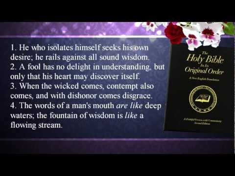churchathome - Fred Coulter narrates the book of Proverbs from the Faithful Version translation. http://www.restoringtheoriginalbible.com/ http://www.churchathome.org/prove...