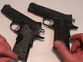 part 1 of 3:  the kimber pro tle ii (lg) and the pro carry ii will give you authoritative big bore capability in a smaller package.  yes the many designations and varieties offered by kimber are confusing it takes some dedicated study of the kimber catalog to clear it up.  but isnt great to have such cool an d well-executed choices.  these two versions have a 4 barrels (best compromise i say) and frames of steel and aluminum, respectively.  nutnfancy says no one will beat the quality, attention to detail, durability, and reliability of the kimber 1911 designs and its my top premium choice of for the 1911 designcost be darned.  my le and civilian colleagues have only good reports of these pistols:  extremely accurate, reliable, fast shooting, great sights, and (for a 1911) comfortable to carry.  it wasnt too long ago that getting a 1911 with all the features of the pro carry kimbers would cost you around $1500+  and probably a few trips to a competent, 1911-qualified gunsmith and even then it probably still had issues.  most of those mods were necessary to ensure reliability of the design with hollowpoint ammo.  now these options are the 1911 standard and most quality guns will include themjust like these kimbers.   upsides are many and include:  fine and precise front and backstrap checkering, excellent grips, beautiful matte finishes, lowered and flared ejection port, smooth feed ramp and chamber, bushing-less heavy match-grade barrel, light crisp trigger (skeletonized), beveled magazine well, single recoil spring, skeletonized target hammer (faster lock time), extended beavertail grip safety, extended slide release and mag button, and low profile high-vis sights.  and with a kimber, each of these details is executed with precision and quality.  the aluminum frame of the pro carry ii is my preferred choice:  lighter, quicker, easier on the hip.  however the blackened stainless steel frame of the tle will allow quicker follow-up shots and easier shooting of the .45 acp round.  downsides are inherent in the dated 1911 design, which honestly many newer designs flat out surpass:  heavier carry weight (28 oz pro carry ii, 35 oz for pro tle ii lg), limited 8 round firepower, less simplicity in use (condition one carry needed for readiness), and high cost.  but no one can refute the speed, shot-to-shot consistency, pointability, and accuracy of an outstanding 1911 design like the kimber pro carry pistol.  bottom line:  they rank among the best .45 acp bullet launchers in the world.  expensive?  you bet.  worth it? definitely.                nutnfancy likeability scale:  9 out of 10 (compared against other 1911s; against other more modern designs 6 out of 10).