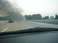 Burning truck on the highway
