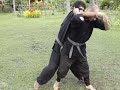1-40 Martial Arts Combat Drill Rick Tew's NinjaGym Martial Art Camp and Ninjitsu Training Camp Thailand This drill and freestyle form was created to give the students a fun training exercise that would develop almost every area of the Martial Science Basics - it includes the following: * Stances * Rolls * Falls * Strikes * Kicks * Grappling basics * Self-defense Basics * Weapon awareness The form is by no way Static and I have changed it over the years to add variety to the programs or giving the student more attention in a specific area of knowledge. Unlike other martial arts that use forms in a linear and redundant format, the Martial Science uses all of its forms to help students to learn to develop their own control, and body movement. Here is the 1-40 Form broken down into its Foundational Steps (expand and experiment with the following to master your basic movements in the Martial Arts and Martial Science): RTMS 1-40 Martial Arts Combat Drill and Freestyle Form Performed with another student offense then defense rotation 01 Cat stance stealth 02 Reaction stance shoulder grab 03 Cartwheel cat stance prep 04 Cat stance block eyes 05 Reverse roll wrist 06 Claw hand palm 07 Finger strike 08 Punch defense duck wrap 09 Arm lock defense 10 Calf kick wrap finish 11 Forward roll push 12 Charge defense 13 Defensive stance kick 14 Horse stance side kick defense 15 Cat stance kick 16 Fighting stance box 17 Bow stance pivot 18 Horse stance bear hug defense 19 Throw defense 20 <b>...</b>