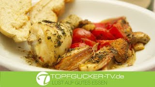 Gebackene Hähnchenkeulen mit mediterranen Gemüse und Mallorquinischen Kräutergarten | Topfgucker-TV