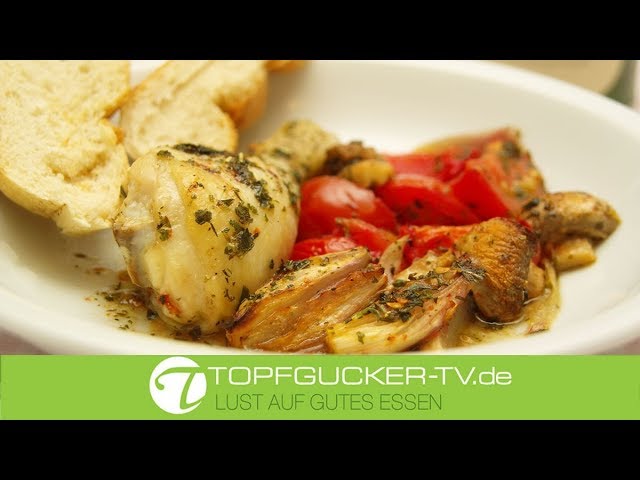 Gebackene Hähnchenkeulen mit mediterranen Gemüse und Mallorquinischen Kräutergarten | Topfgucker-TV