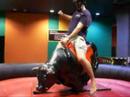 Kevin breaking the mechanical bull