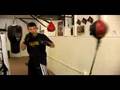 Practicing Boxing on a Double End Bag : Lead Right with a Hook & Uppercut on a Double End Punching Bag