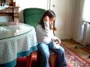 Evie puts her shoes on in Arcueil (France)