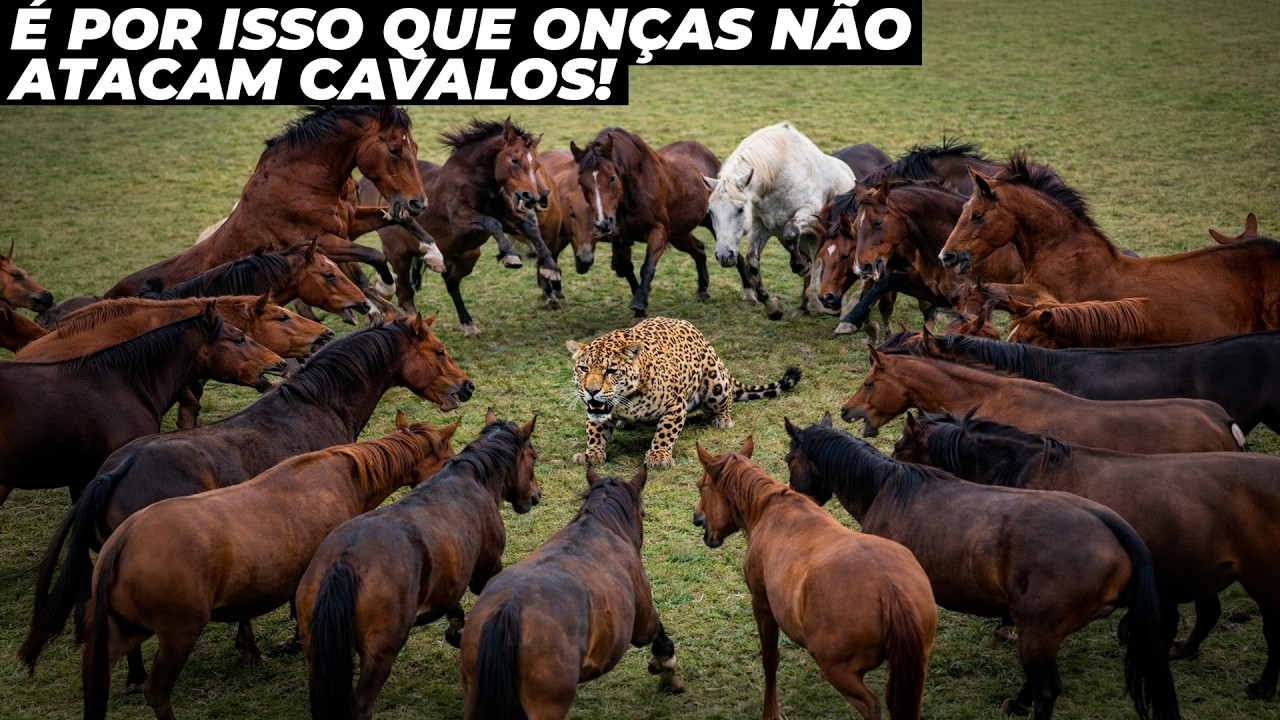 A técnica que garanhões usam para proteger a manada de cavalos