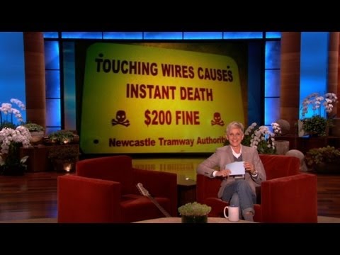 signs - Ellen's viewers sent in more hilarious signs, including one that highlights the dangers of visiting a hilly crocodile park in a wheelchair. If you have a fun...
