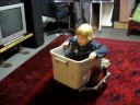 Kids riding the robot