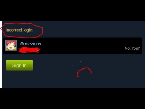 incorrect login information