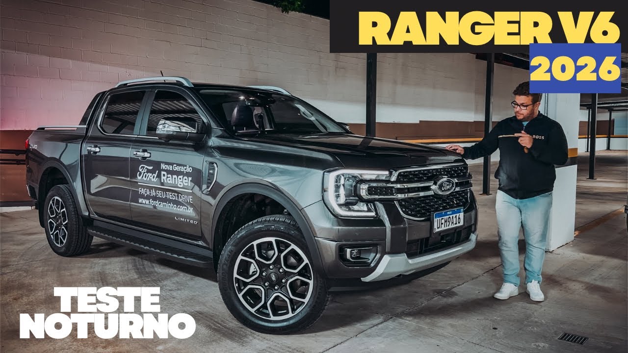 Ford Ranger V6 2026: TESTE Iluminação ambiente e os faróis em LED