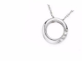 14K White Gold Initial O Diamond Pendant w/Chain