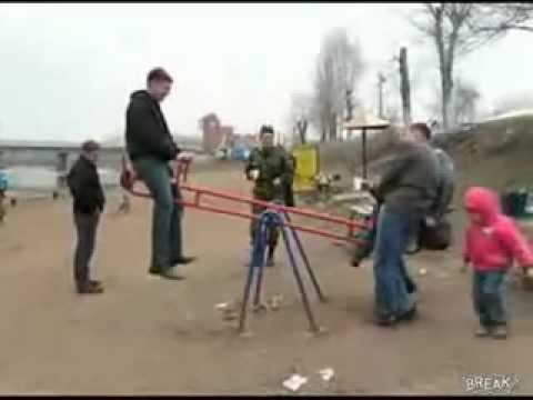 Man Flips over seesaw