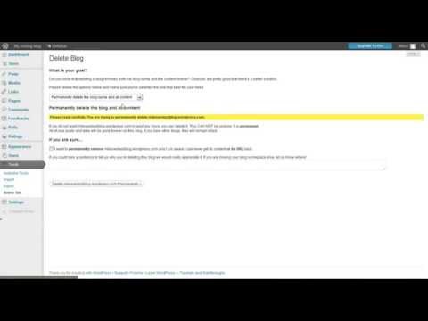 how to delete a blog on wordpress