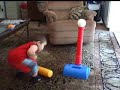 Jake hits dad with tee ball