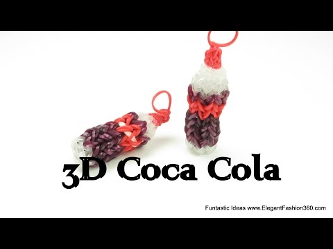 Rainbow Loom Coca Cola 3D Soda Drink charms - How to - Food Series